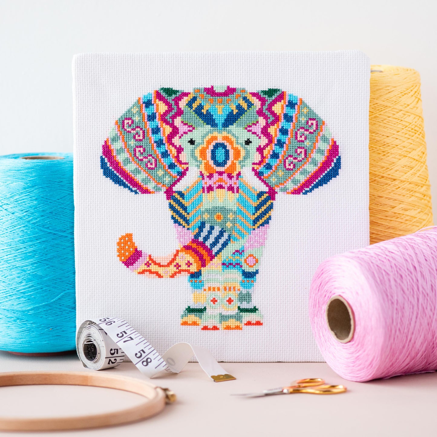 Mandala Elephant Cross Stitch Pattern