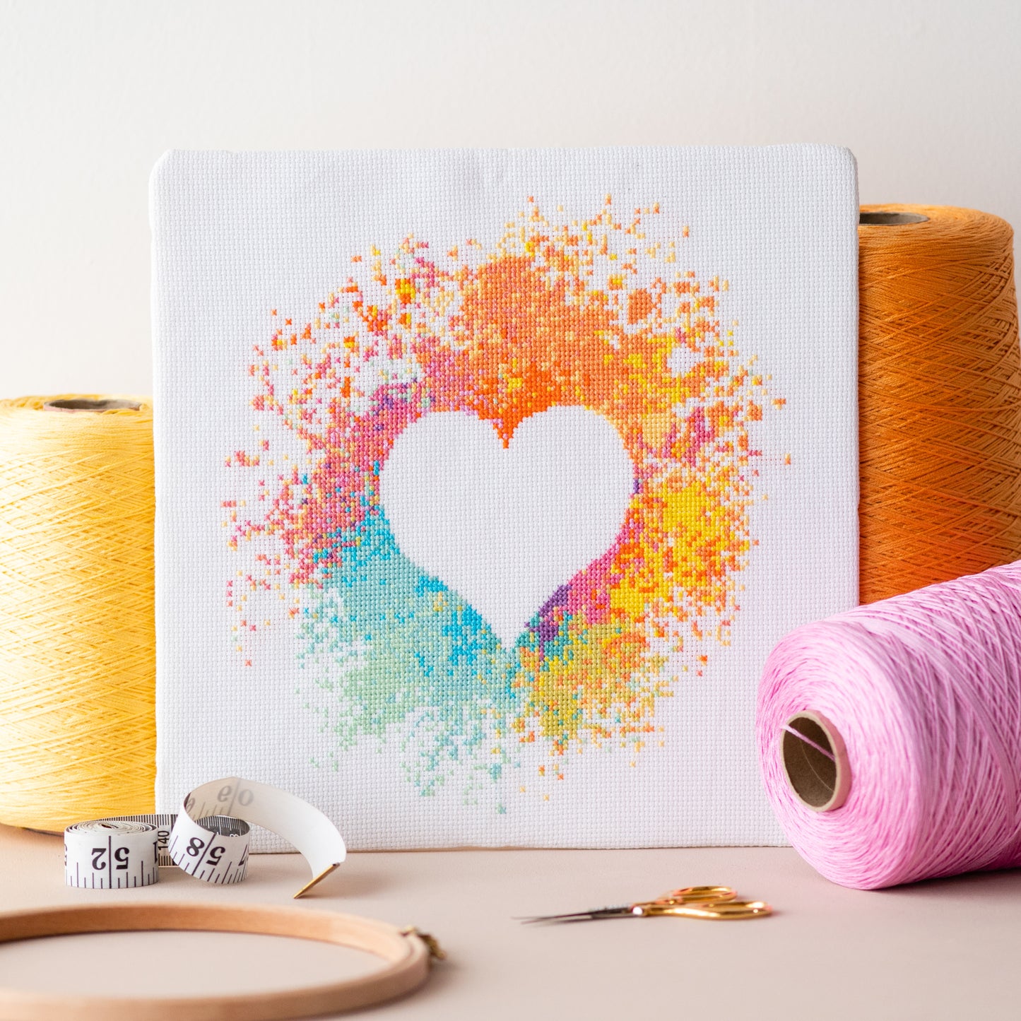 Watercolour Heart Cross Stitch Kit