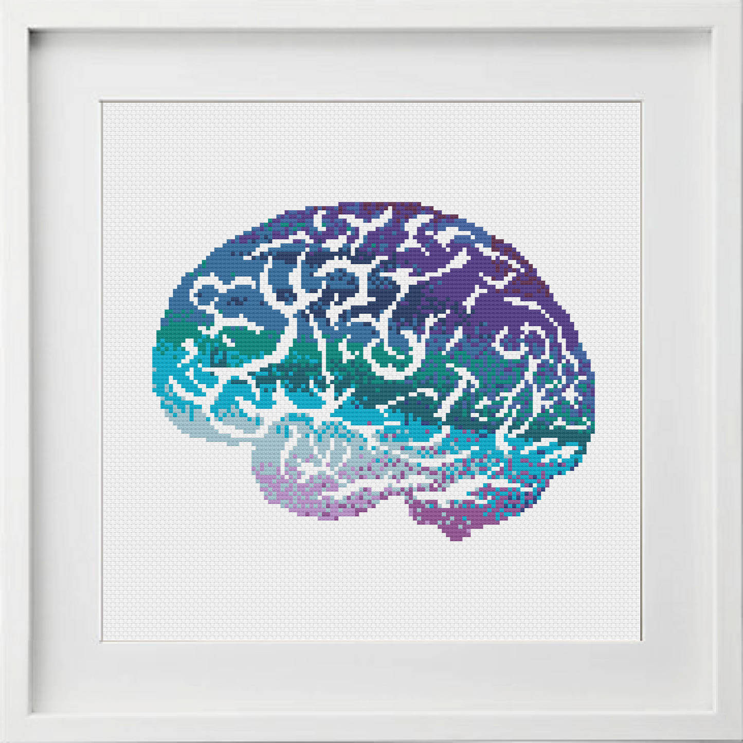 Watercolour Brain Cross Stitch Pattern
