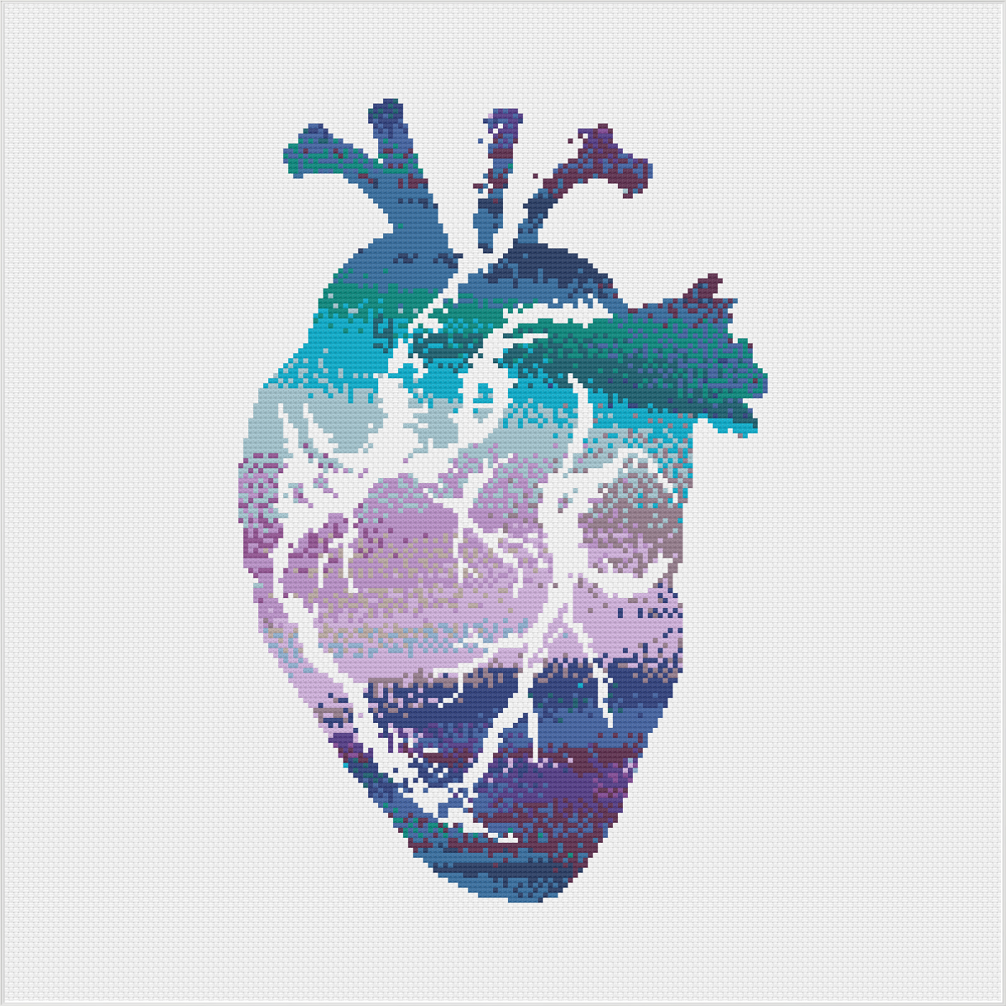 Watercolour Heart Cross Stitch Pattern