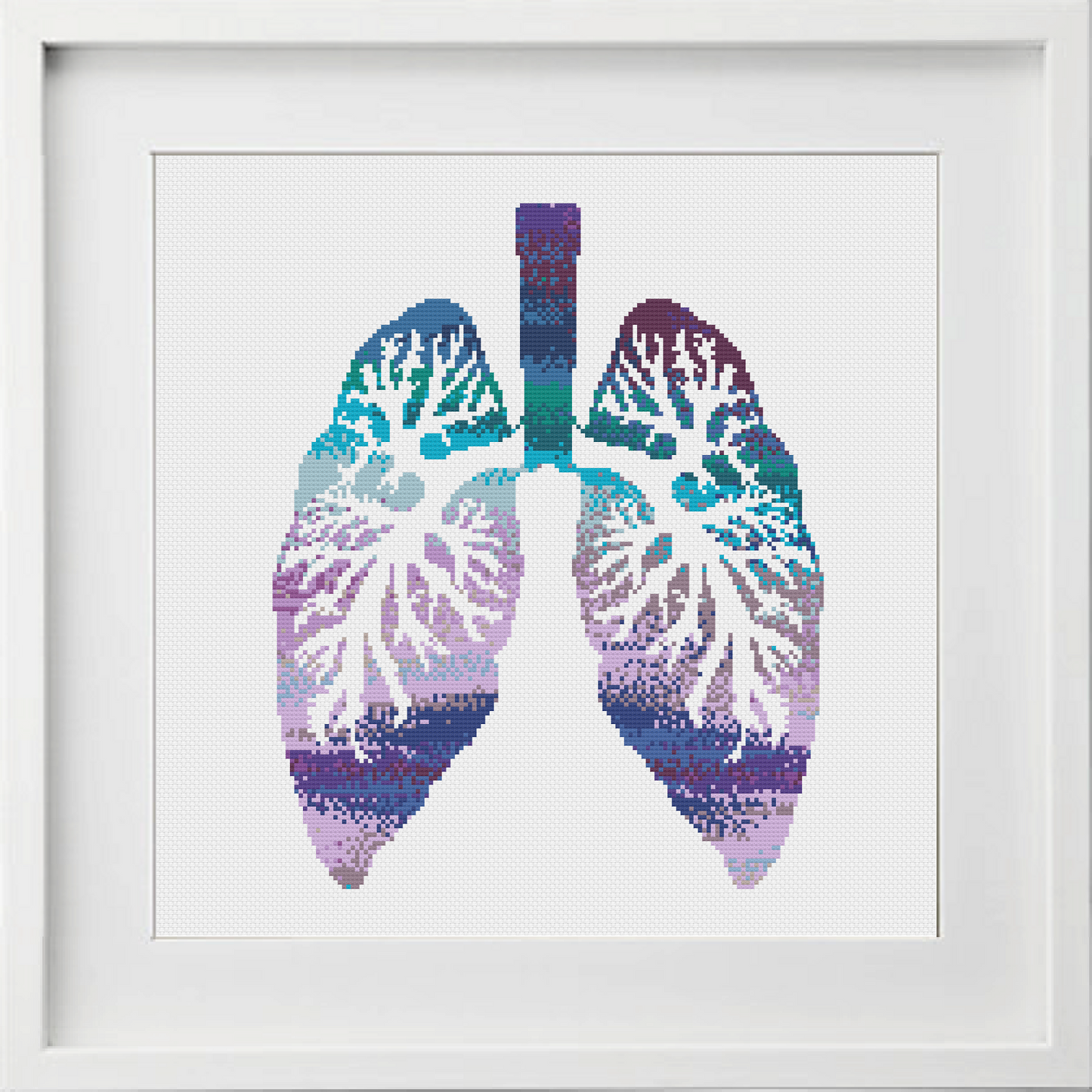 Watercolour Lungs Cross Stitch Pattern