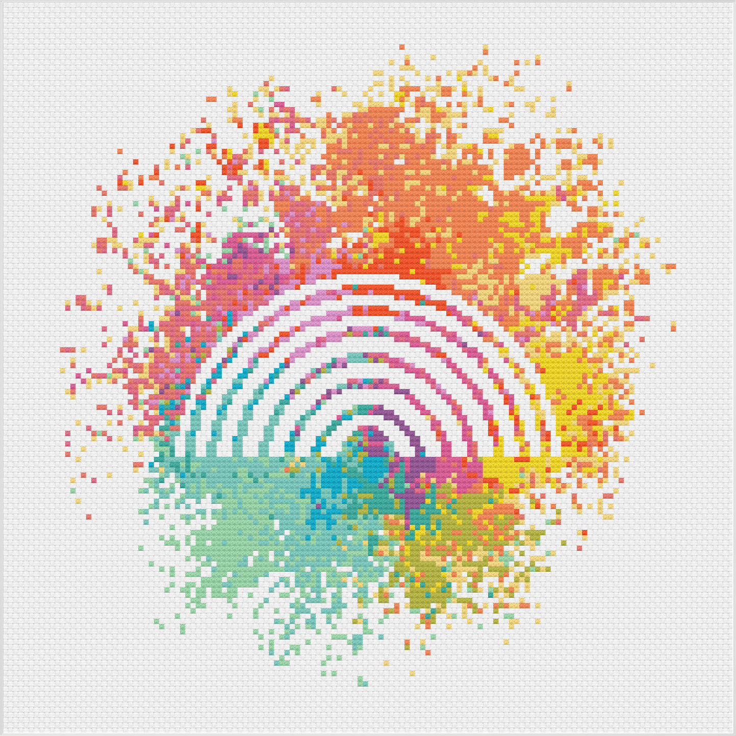 Watercolour Rainbow Cross Stitch Pattern