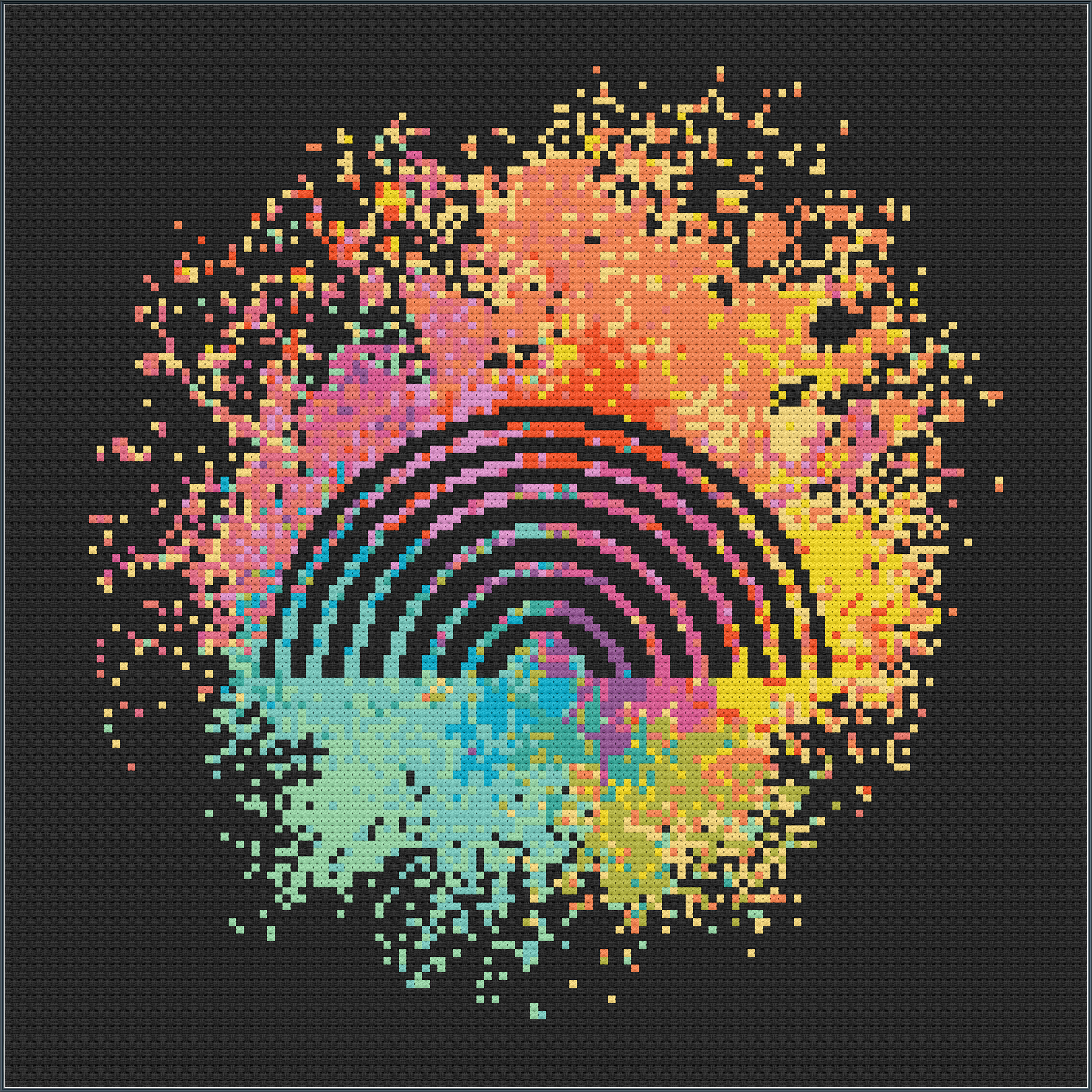 Watercolour Rainbow Cross Stitch Pattern