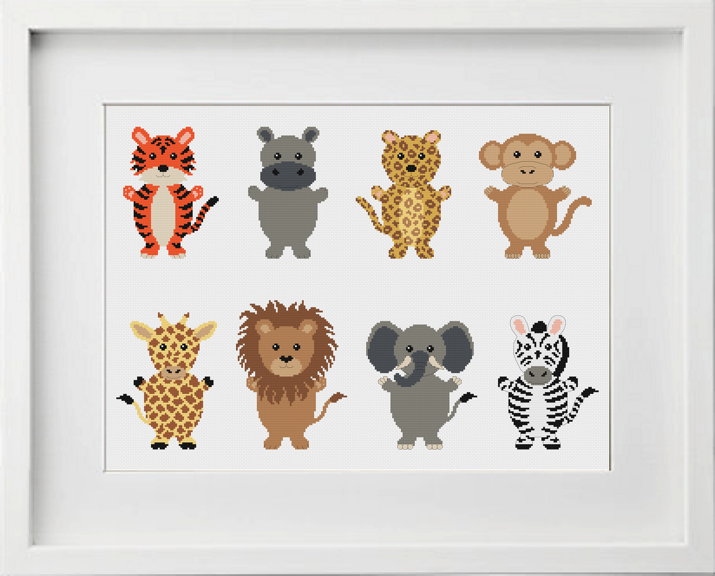 Safari Animals Cross Stitch Pattern