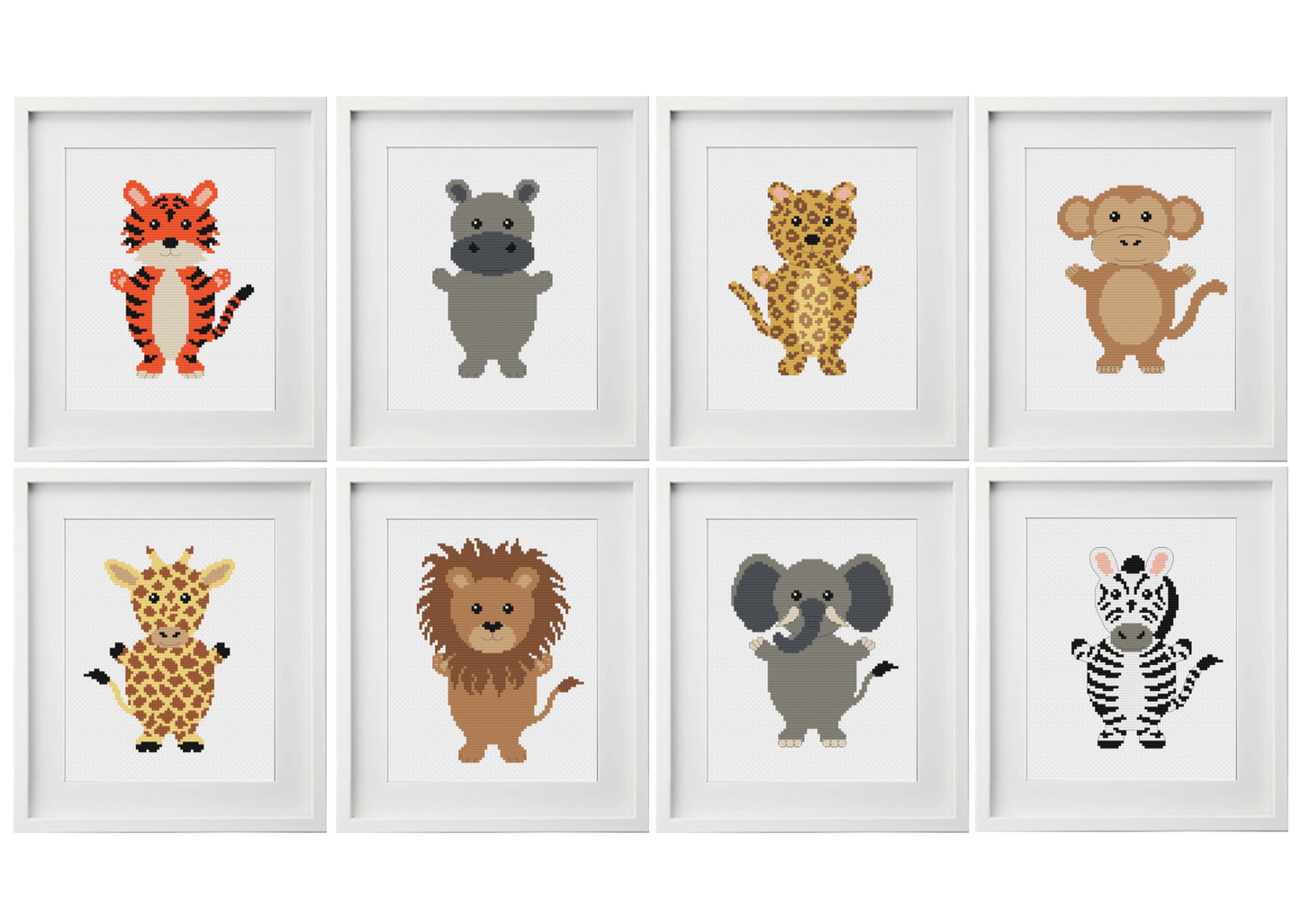 Safari Animals Cross Stitch Pattern
