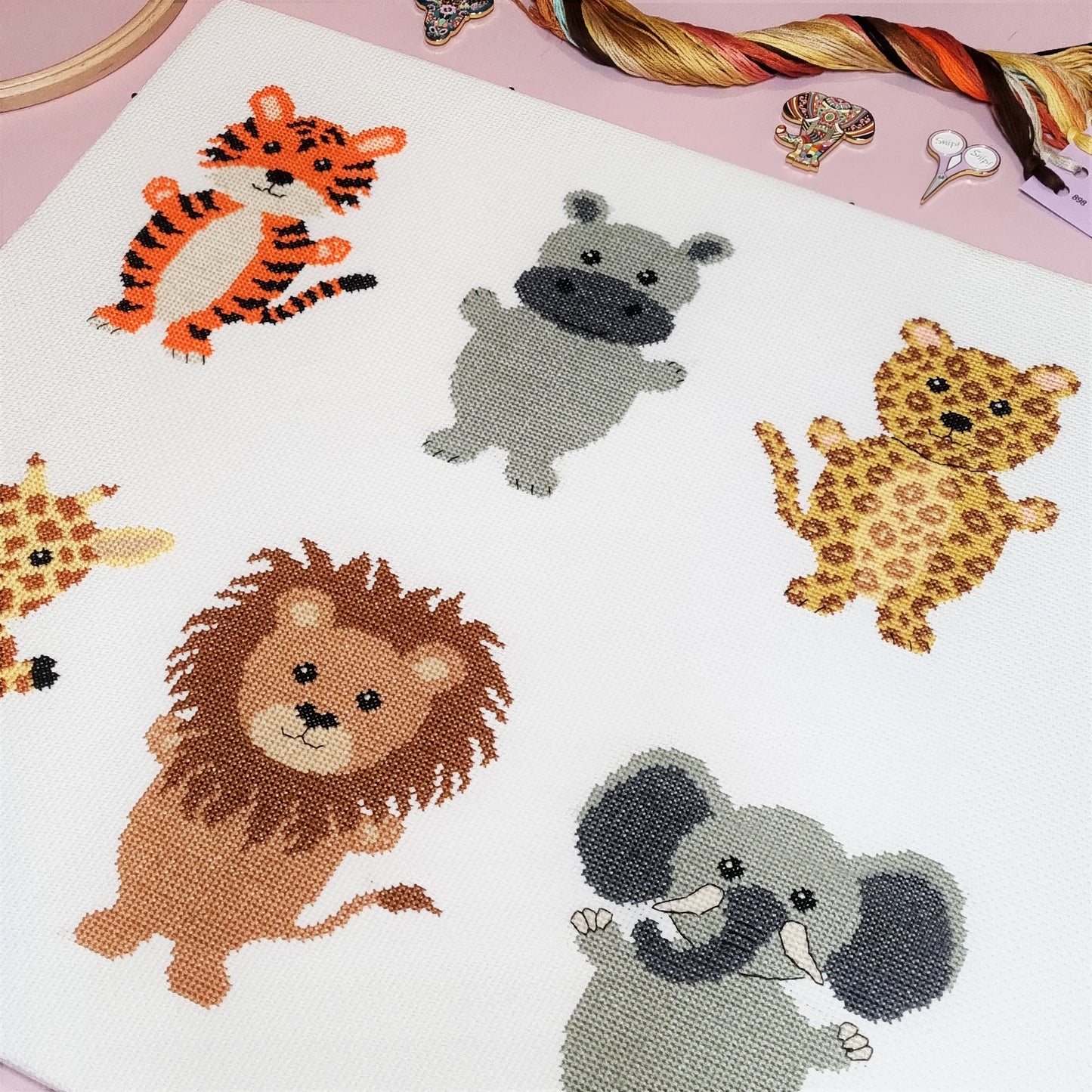 Safari Animals Cross Stitch Pattern