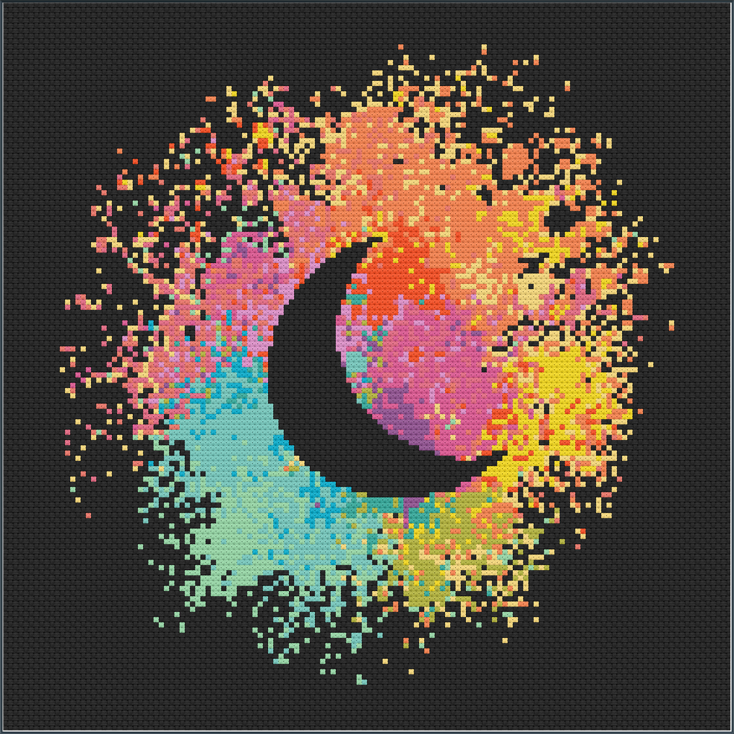 Watercolour Crescent Moon Cross Stitch Pattern
