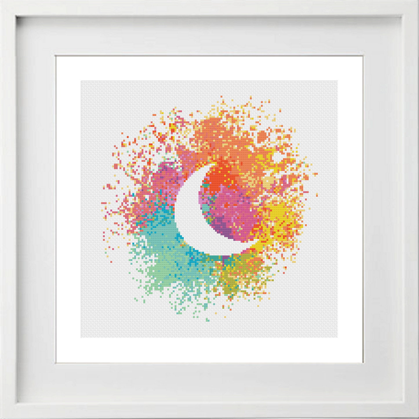Watercolour Crescent Moon Cross Stitch Pattern