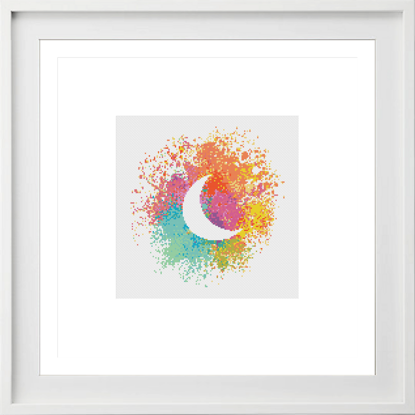 Watercolour Crescent Moon Cross Stitch Pattern