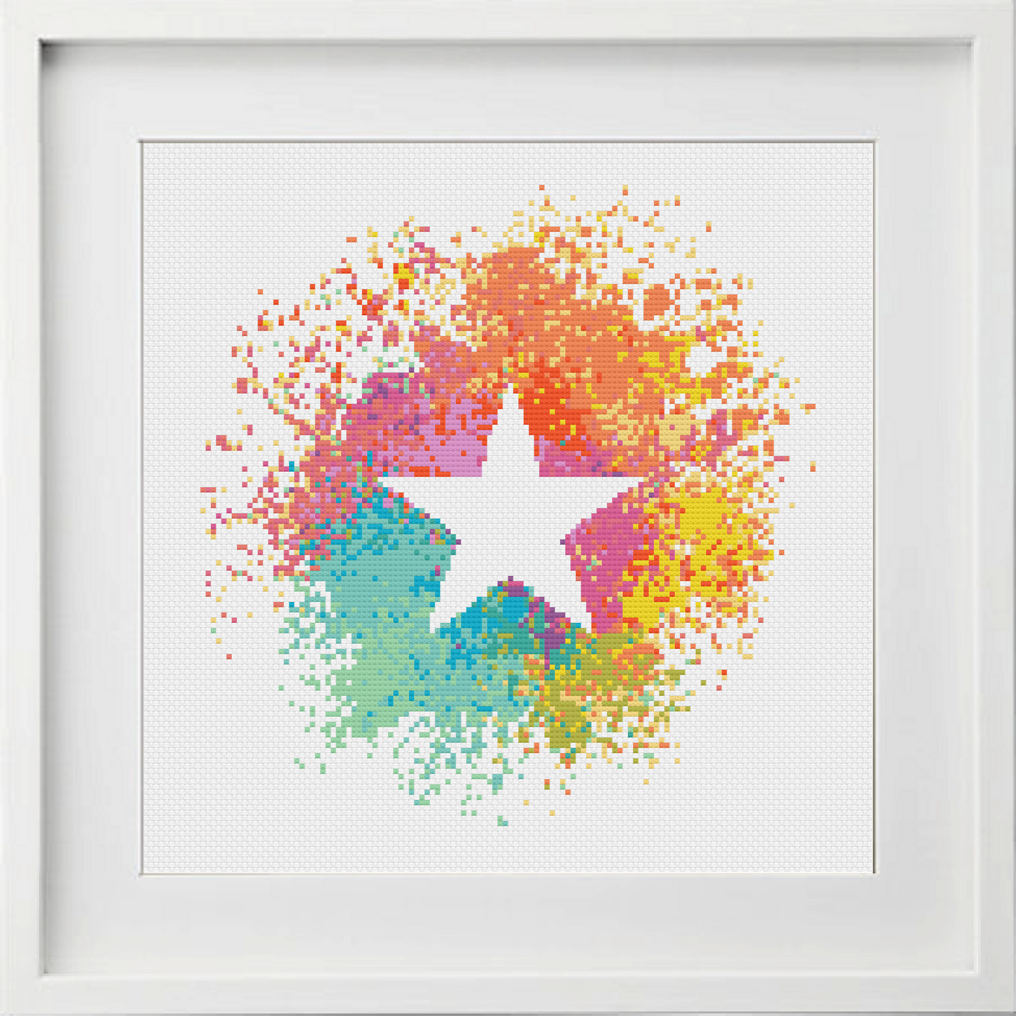 Watercolour Star Cross Stitch Pattern
