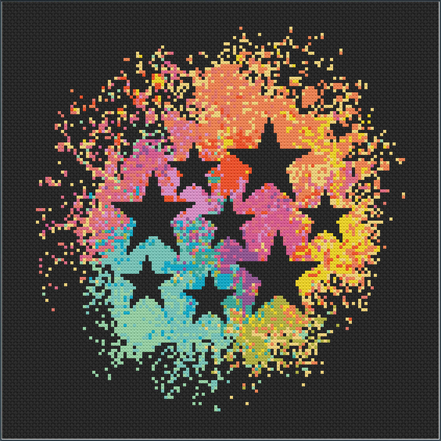 Watercolour Stars Cross Stitch Pattern