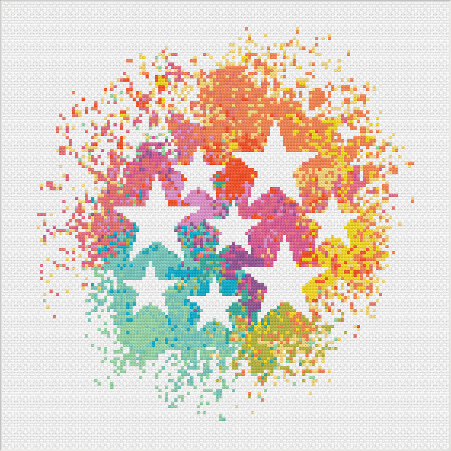 Watercolour Stars Cross Stitch Pattern