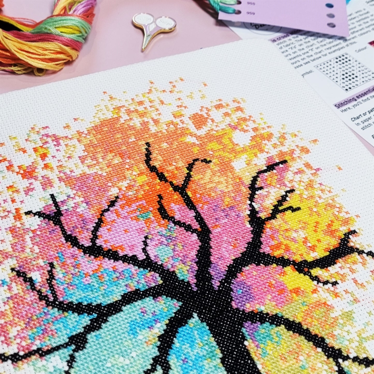 Watercolour Tree Cross Stitch Pattern