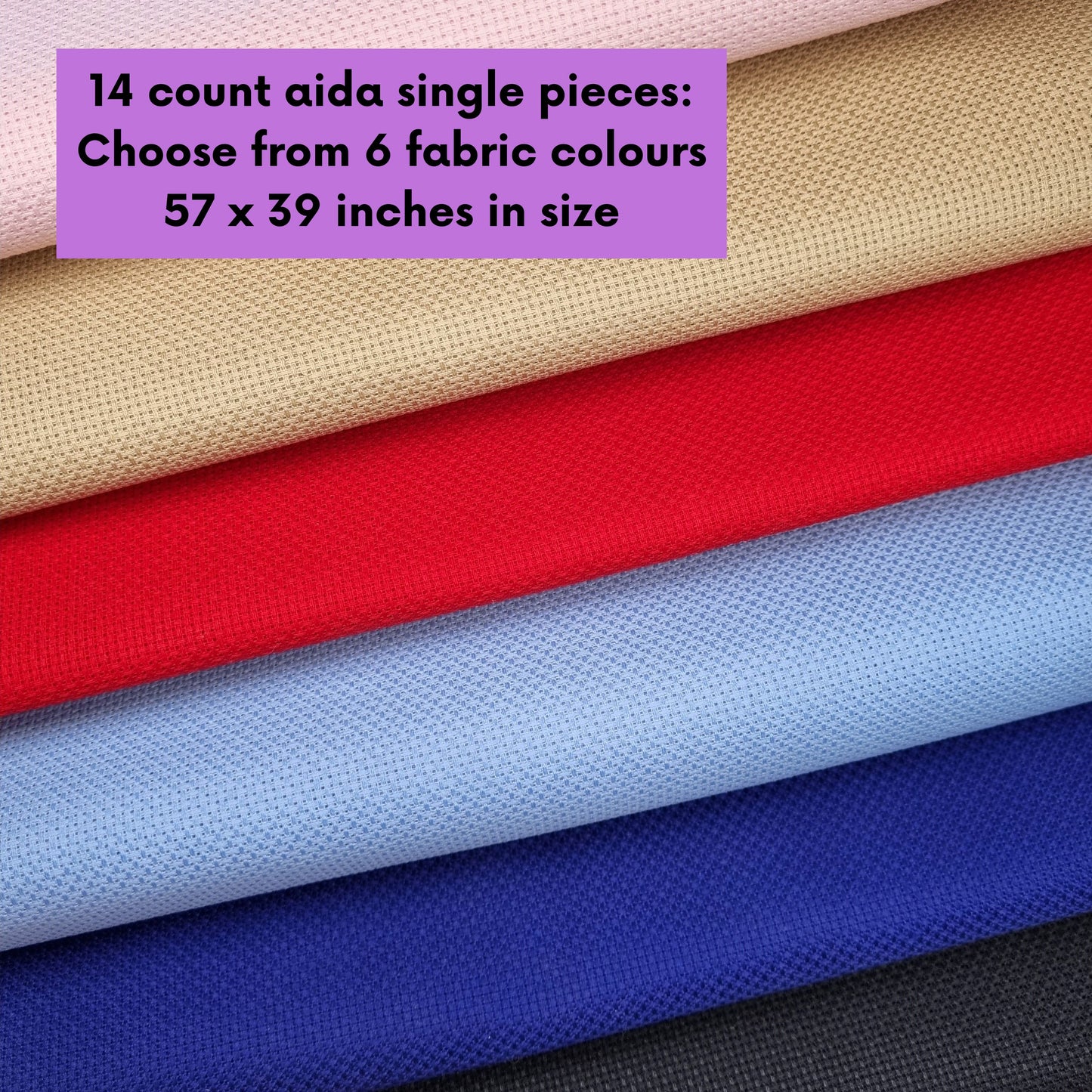 14 Count Coloured Aida Fabric 57 x 39 Inches in Various Colours