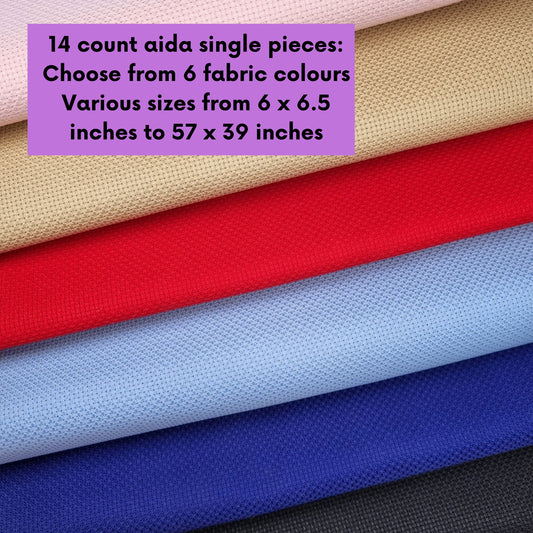 14 Count Coloured Aida Fabric in Various Sizes and Colours