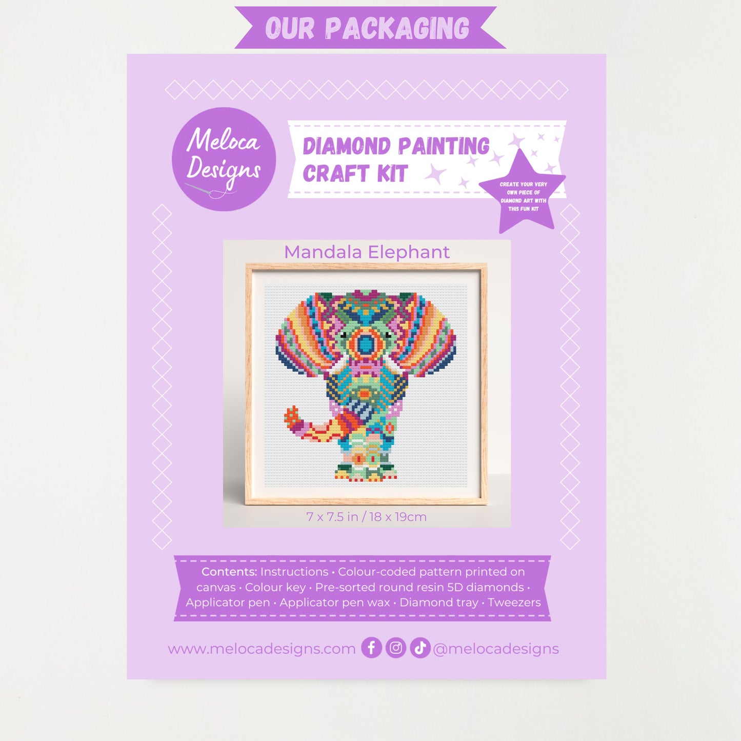 Mandala Elephant Diamond Painting Kit