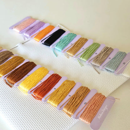 DMC threads included with the Mandala Alpaca counted cross stitch kit