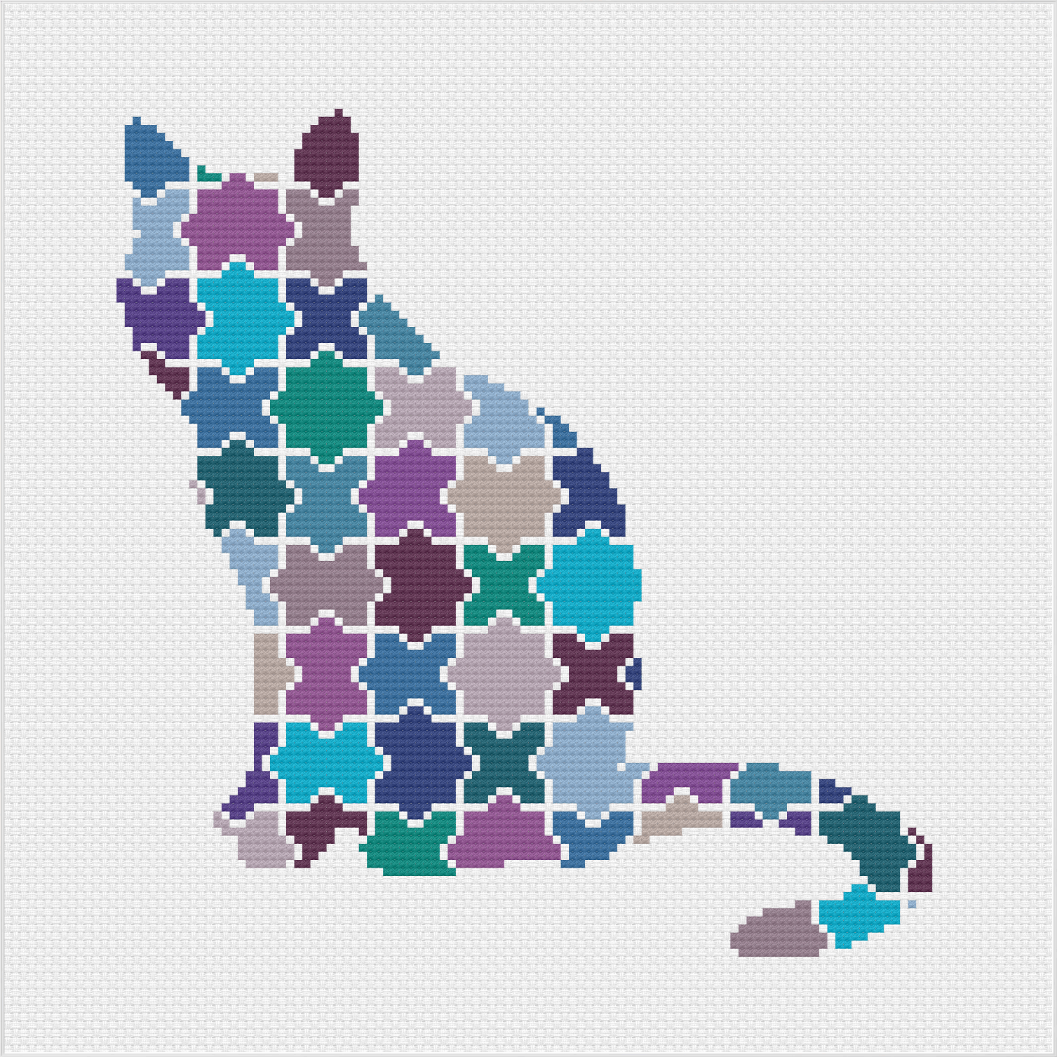 Jigsaw Cat Cross Stitch Pattern