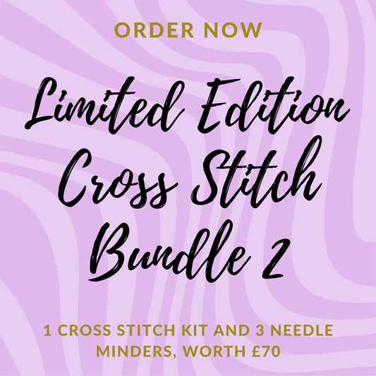 LIMITED EDITION - Cross Stitch Kit x1 and Needle Minders x3 Bundle