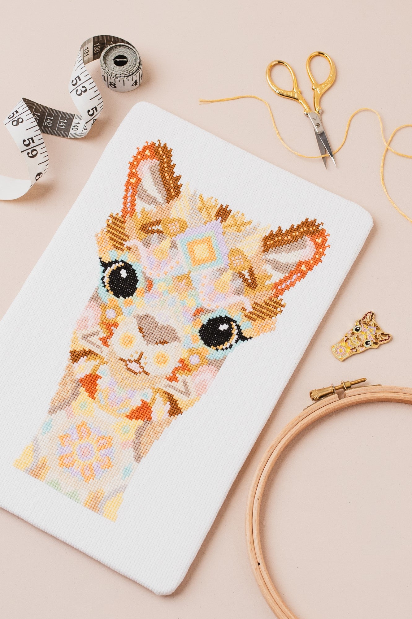 Mandala Alpaca Cross Stitch Kit | Modern Animal Embroidery Kit