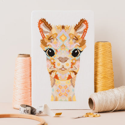 Mandala Alpaca counted cross stitch kit by Meloca Designs