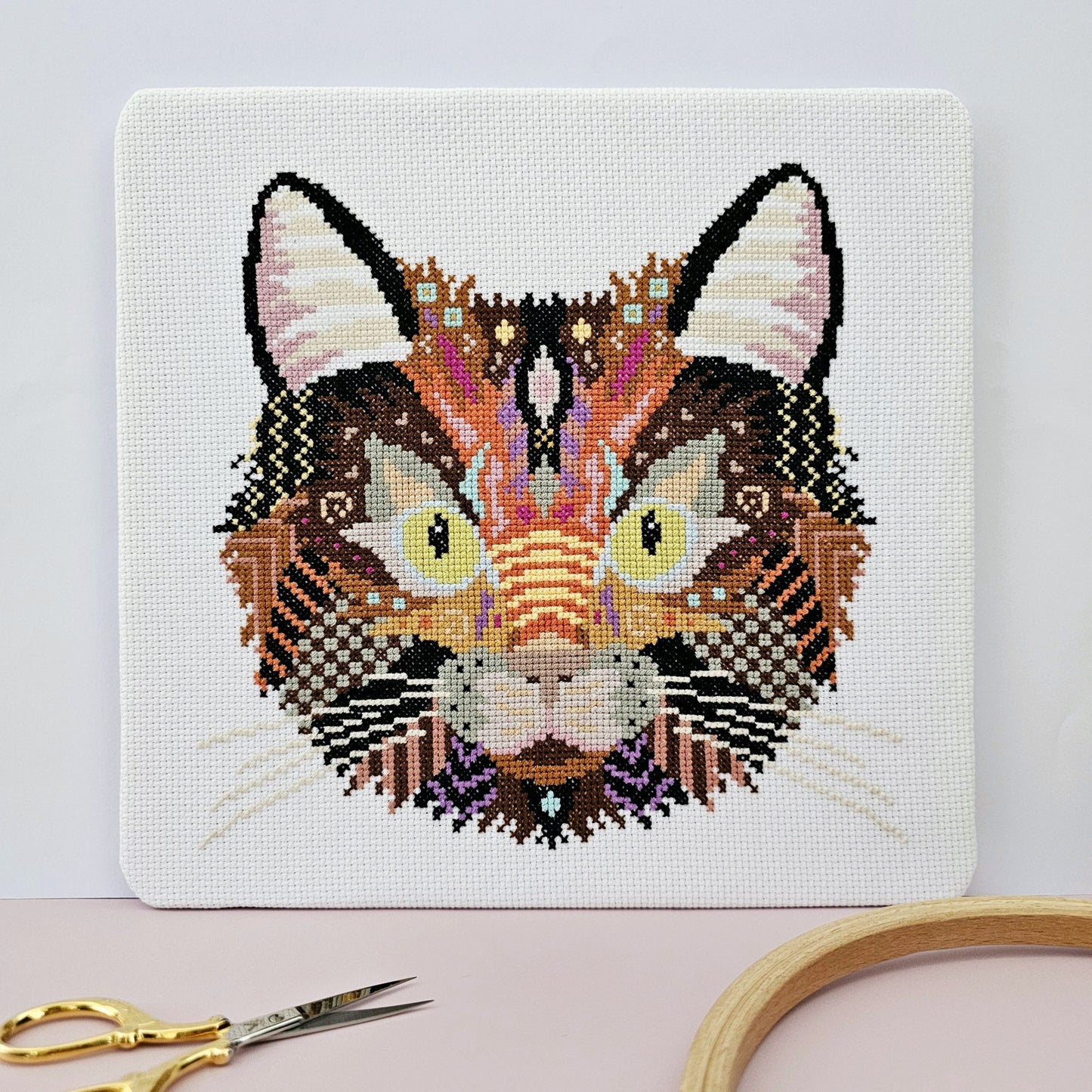 Mandala Black Cat Counted Cross Stitch Kit