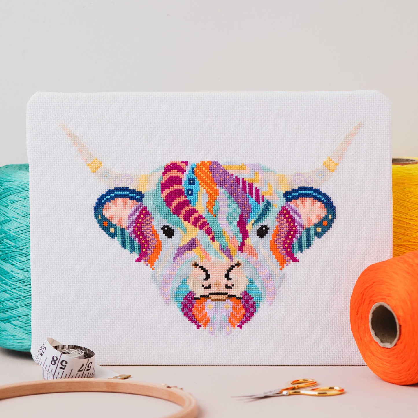 Mandala Highland Cow Counted Cross Stitch Kit