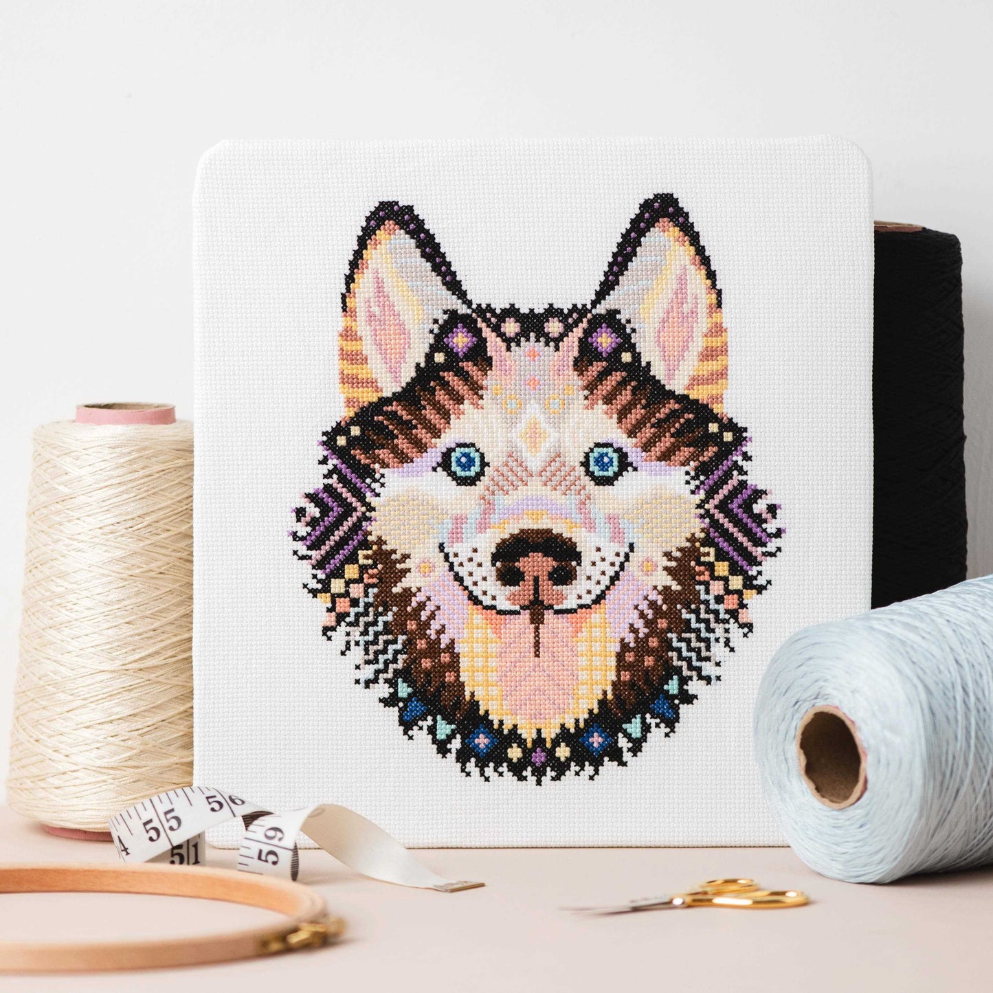 Mandala Husky Counted Cross Stitch Kit