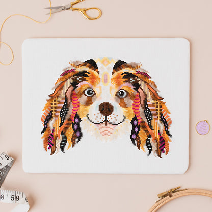 Mandala King Charles Spaniel Dog Counted Cross Stitch Kit