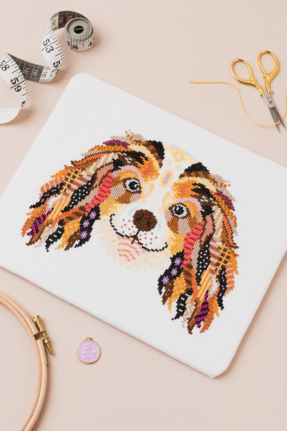 Mandala King Charles Spaniel Dog Counted Cross Stitch Kit