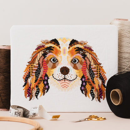 Mandala King Charles Spaniel Dog Counted Cross Stitch Kit
