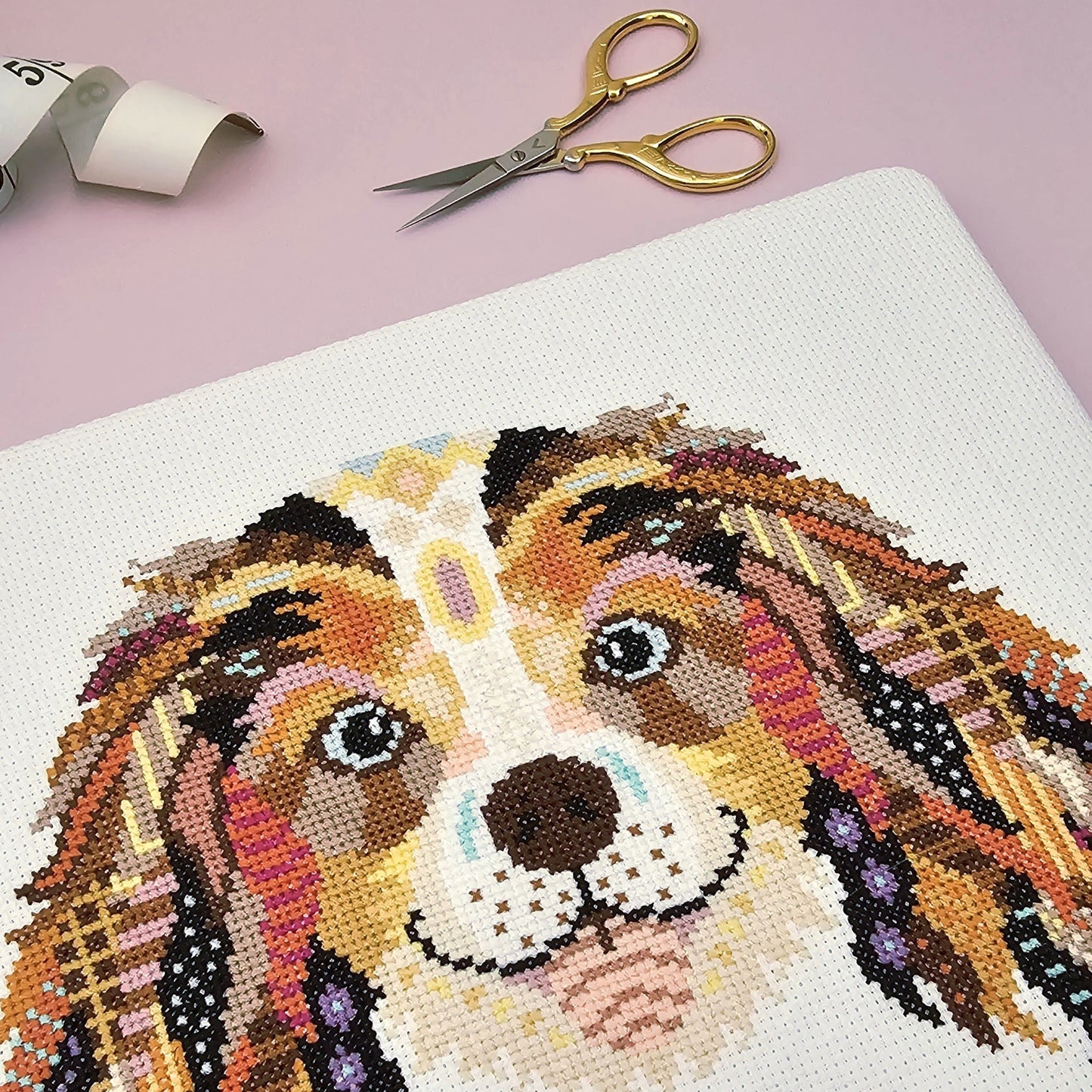 Mandala King Charles Spaniel Dog Counted Cross Stitch Kit