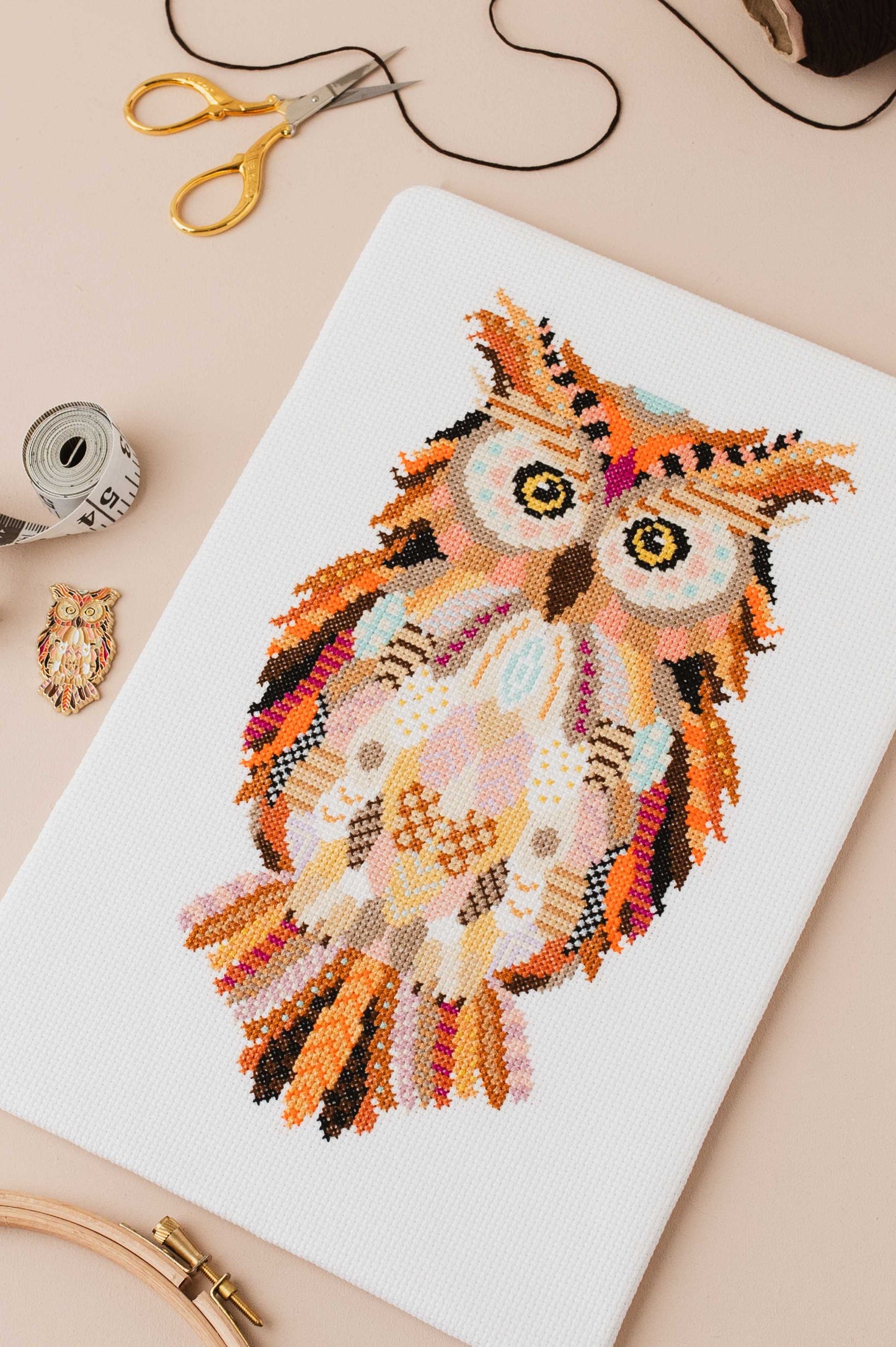 Mandala Owl Counted Cross Stitch Kit