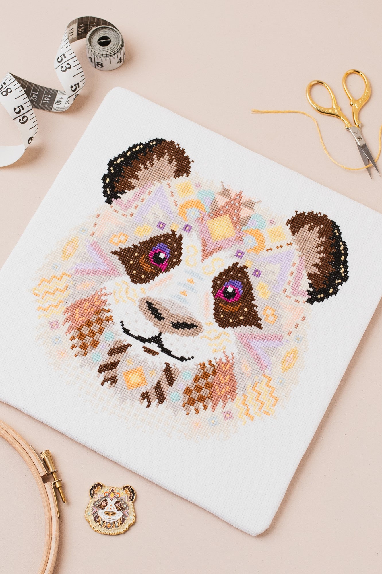 Mandala Panda Counted Cross Stitch Kit
