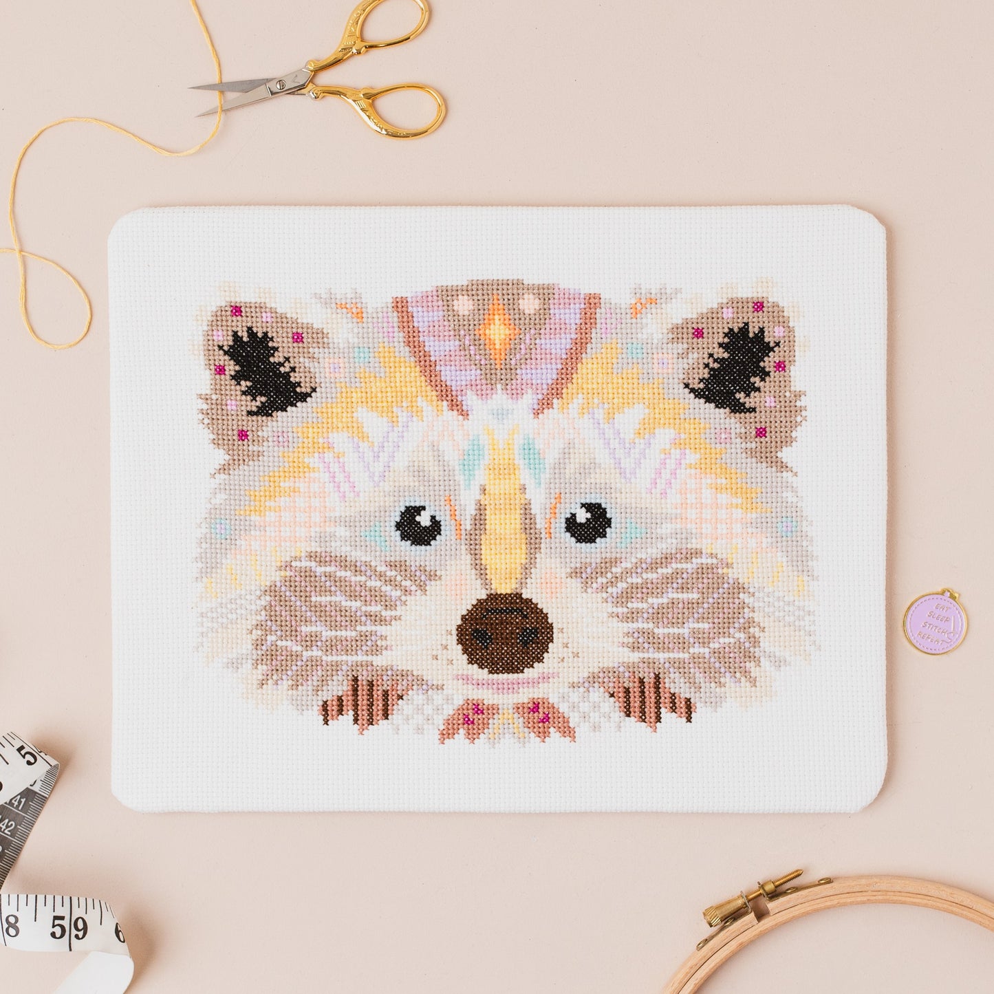 Mandala Raccoon Cross Stitch Pattern