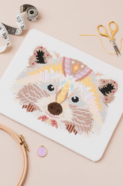 Mandala Raccoon Cross Stitch Pattern