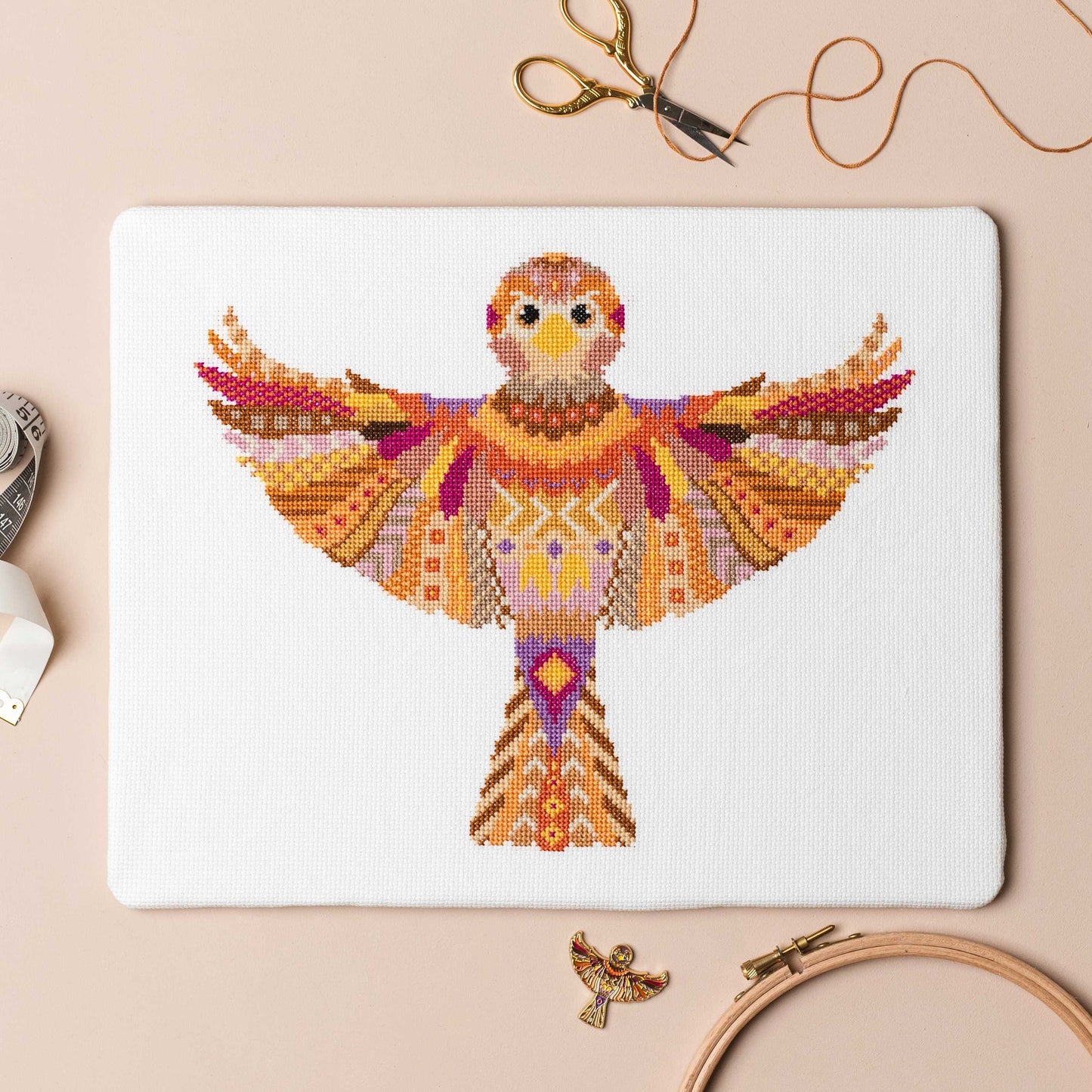 Mandala Sparrow Cross Stitch Pattern