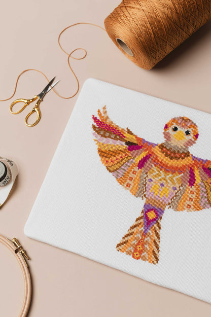 Mandala Sparrow Counted Cross Stitch Kit
