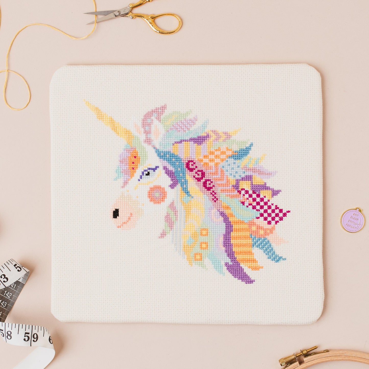 Mandala Unicorn Counted Cross Stitch Kit