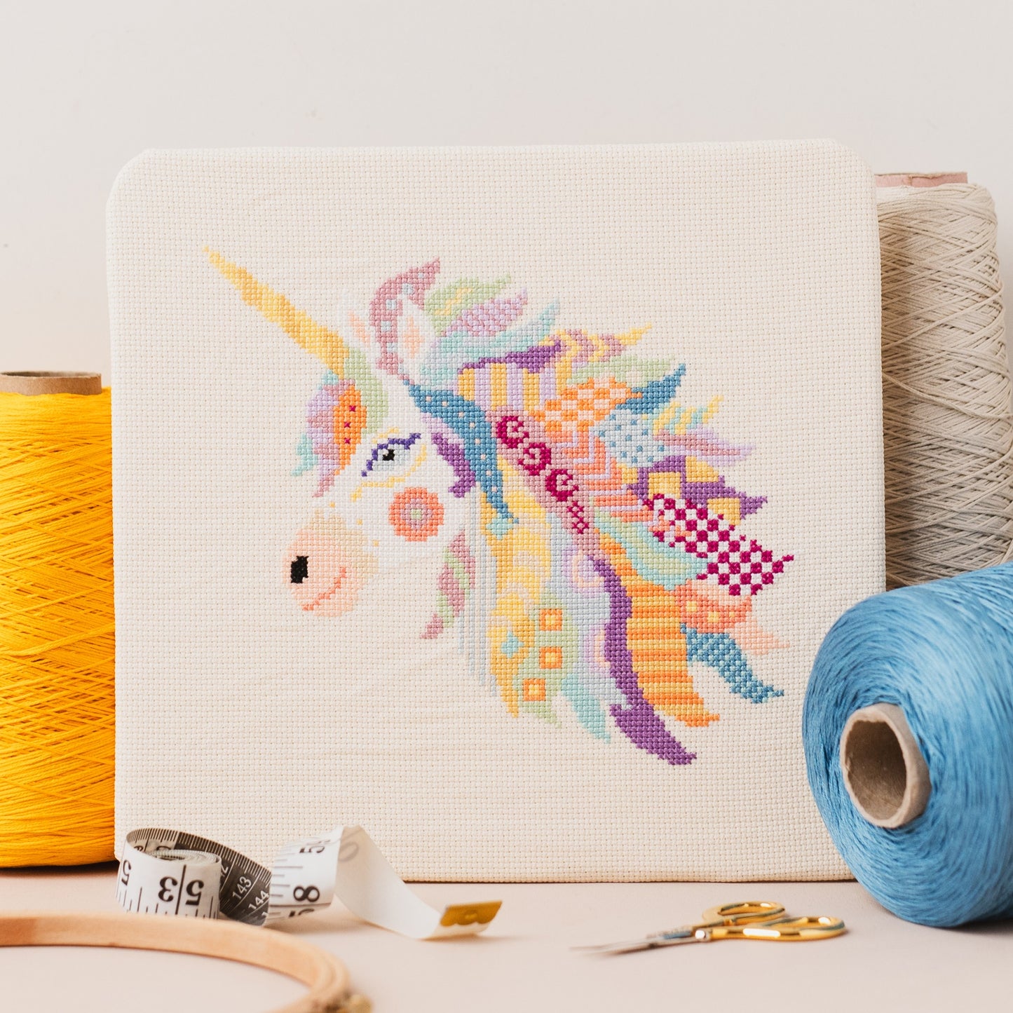 Mandala Unicorn Counted Cross Stitch Kit