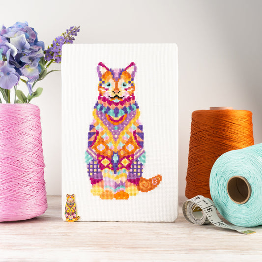 SECONDS Mandala Cat Cross Stitch Kit