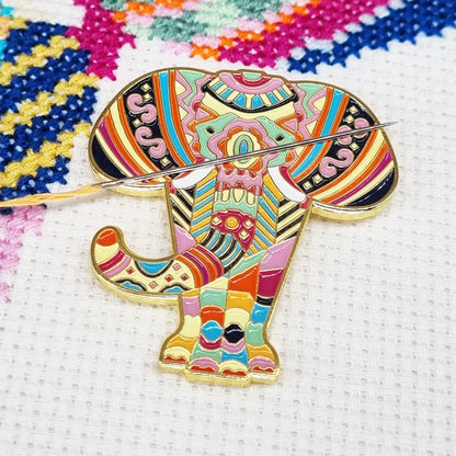 Mandala Elephant magnetic needle minder available to add to the cross stitch kit