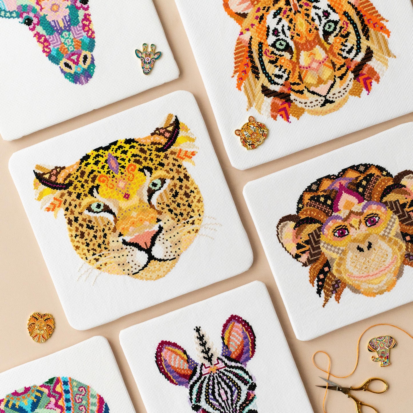 Secret Mandala Animal Cross Stitch-A-Long Material Pack Cross Stitch Kit