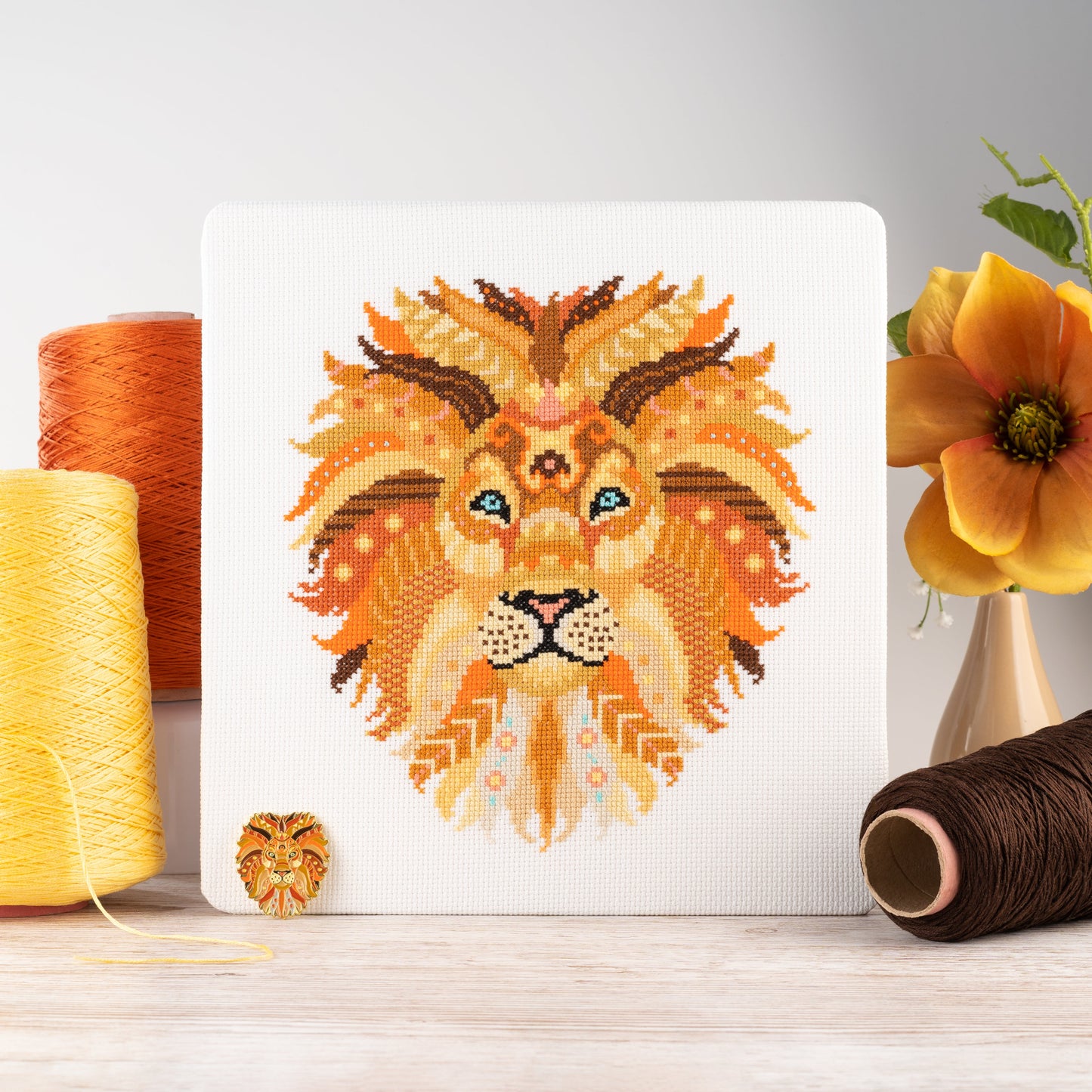 SECONDS Mandala Lion Cross Stitch Kit