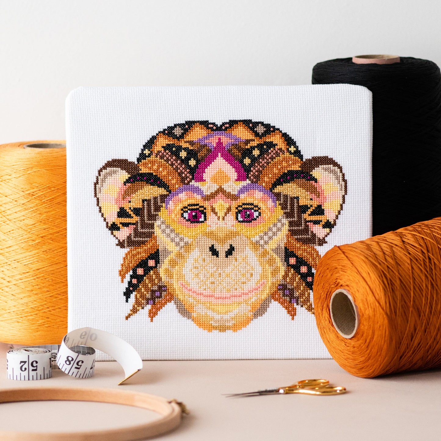 SECONDS Mandala Monkey Cross Stitch Kit