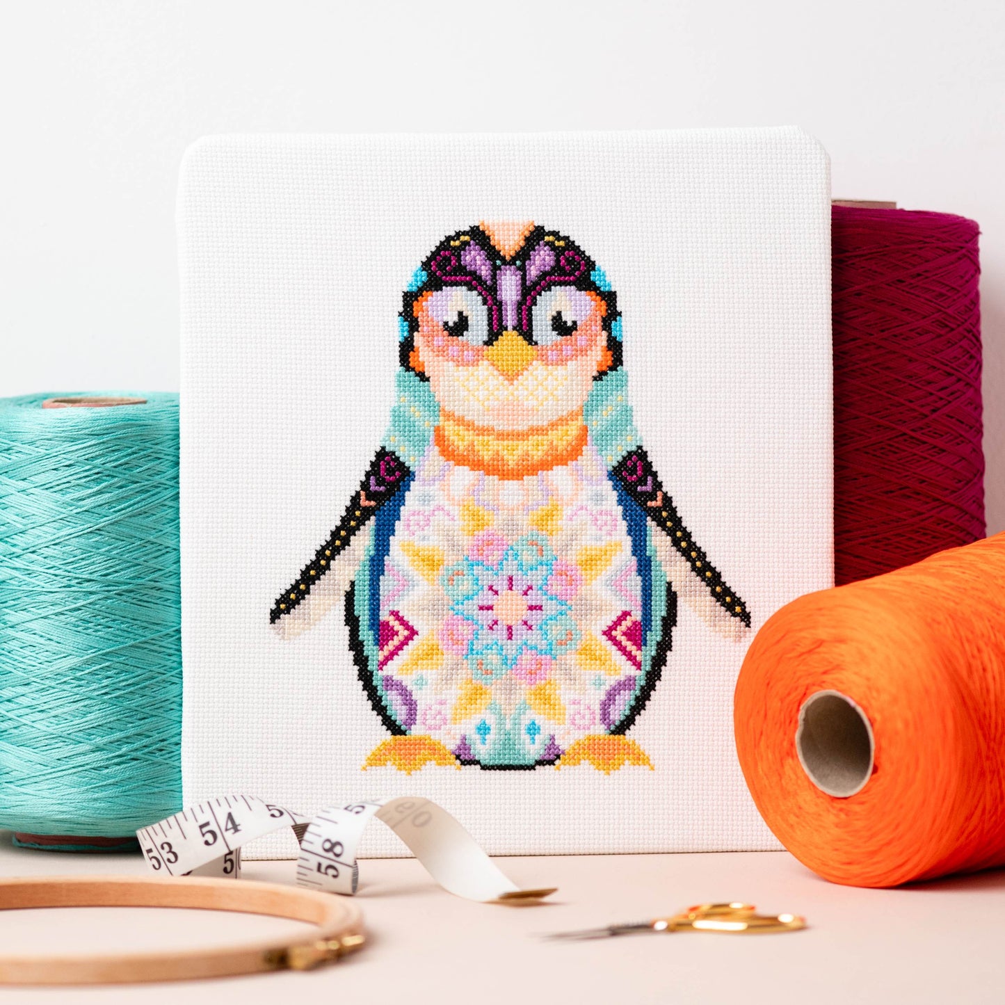 Mandala Penguin Cross Stitch Kit
