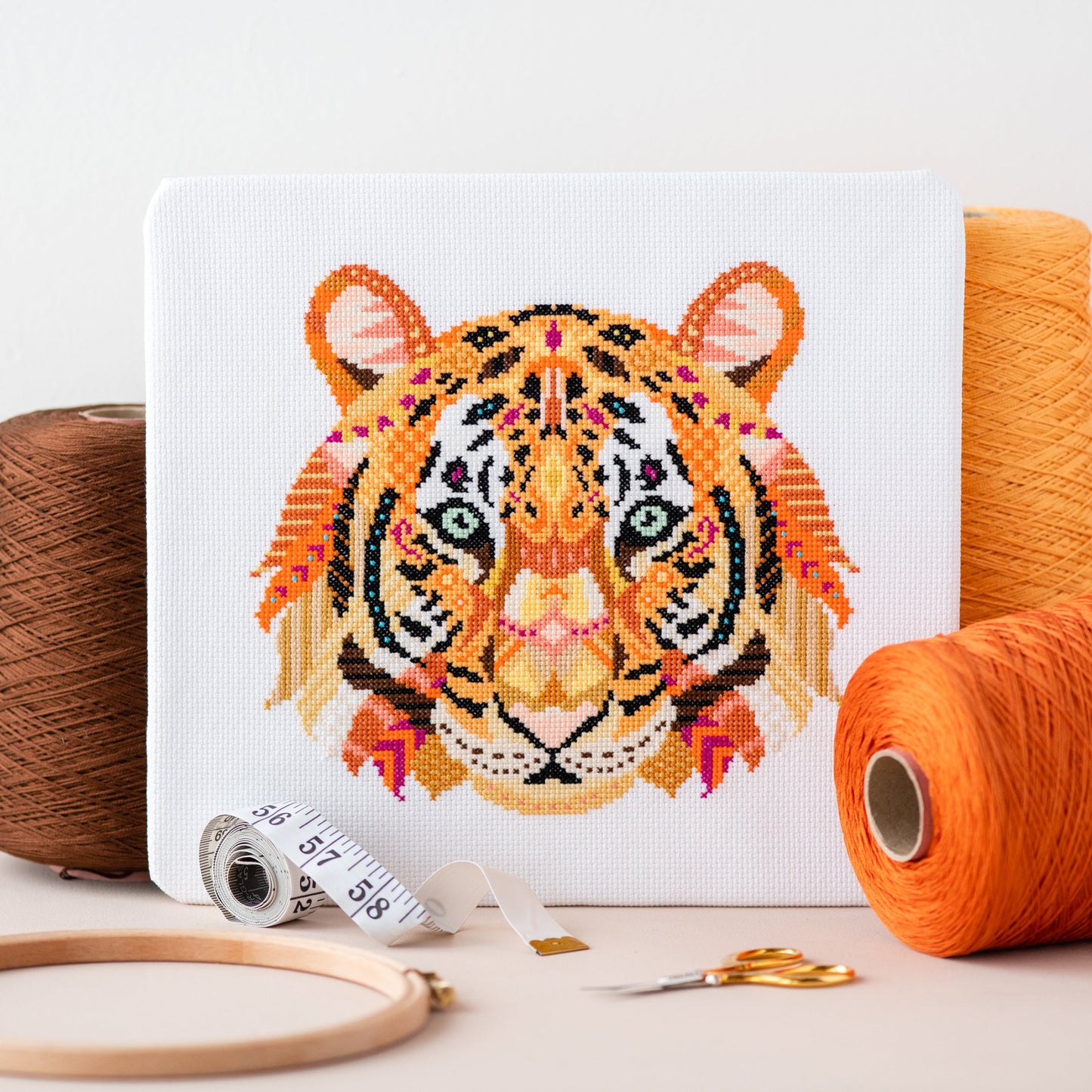 SECONDS Mandala Tiger Cross Stitch Kit