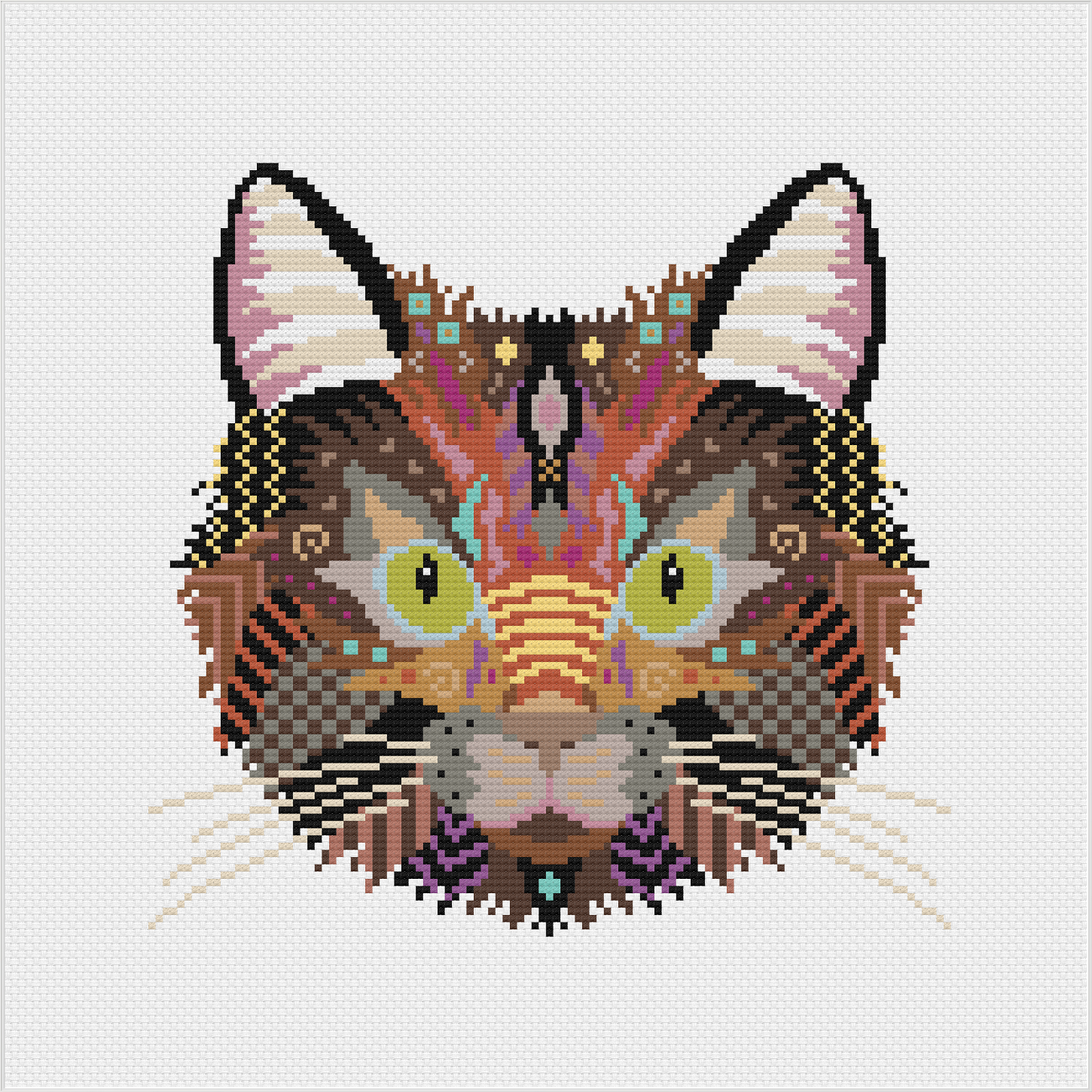 Mandala Black Cat Counted Cross Stitch Kit