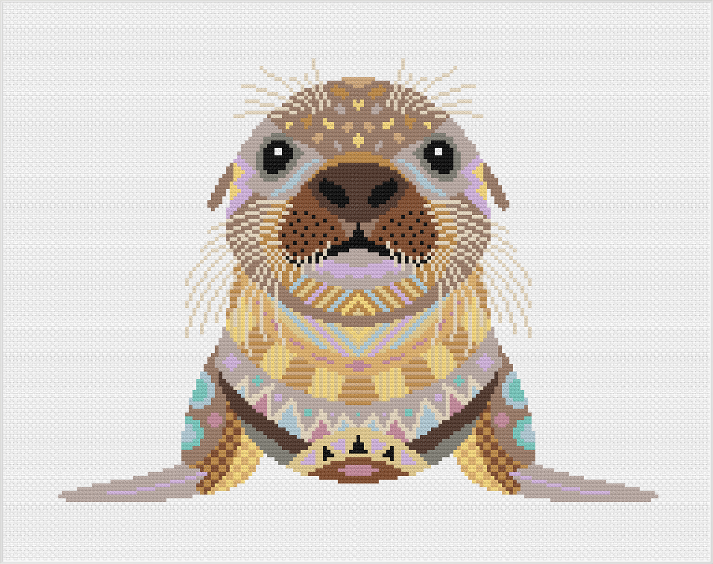 Mandala Sea Lion Cross Stitch Pattern