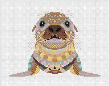 Mandala Sea Lion Counted Cross Stitch Kit